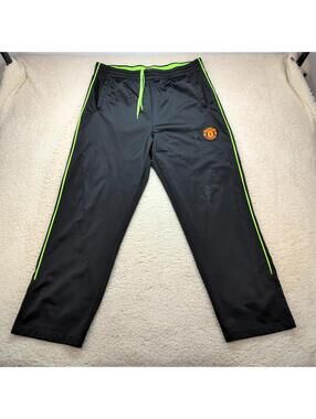 Manchester United Joggers Men’s XL Black Green Soccer Pants - Flawed